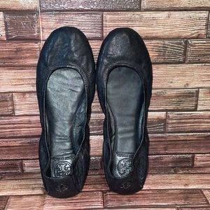 Tory Burch Black Eddie Lamb Ballet Flats